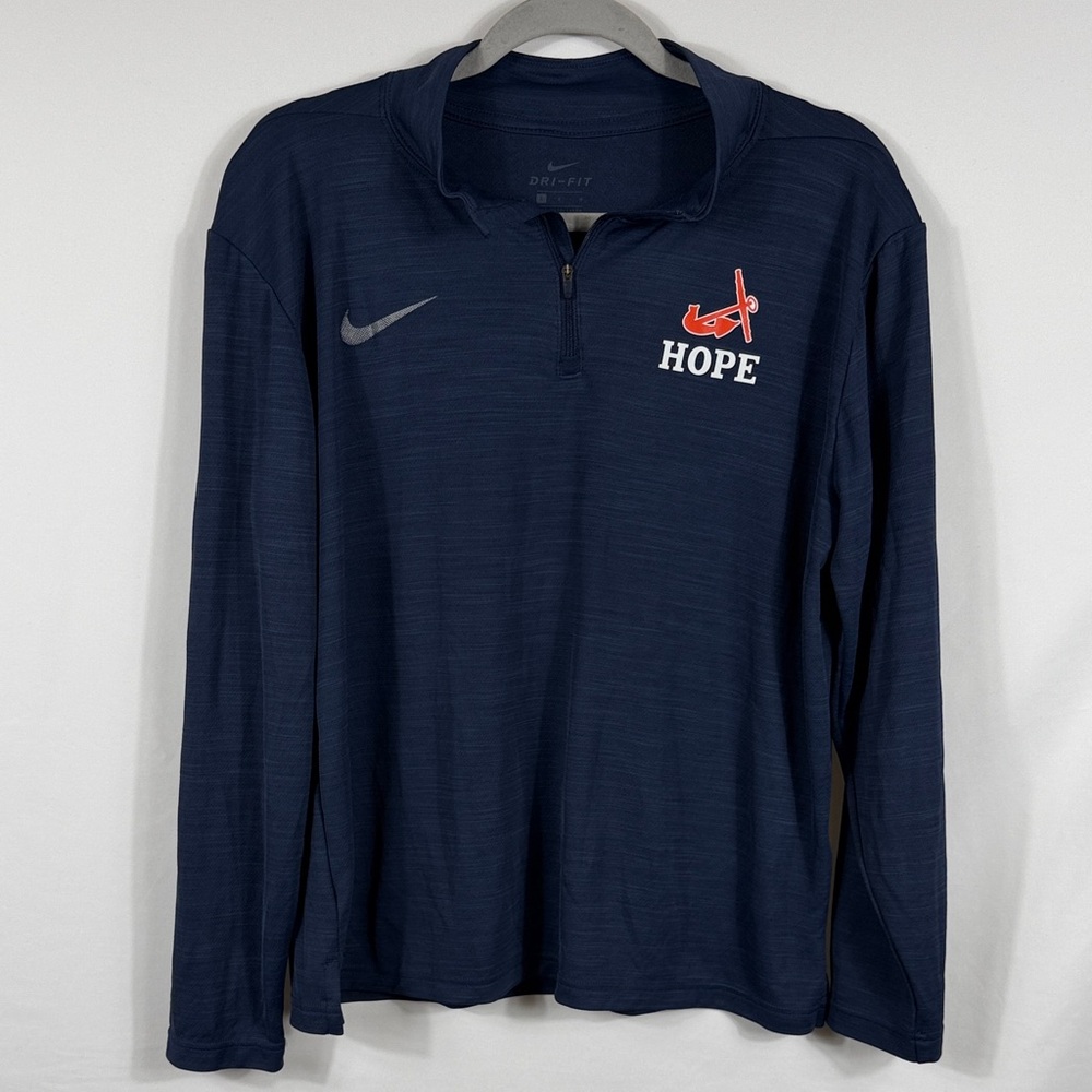 Nike Dark Blue‎ Long Sleeve Mens Intensity 1/4 Zip Shirt. Hope logo. Size Large